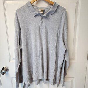 LL Bean Polo Shirt Mens Size XX-Large Long Sleeve Gray Pima Cotton Comfort Soft
